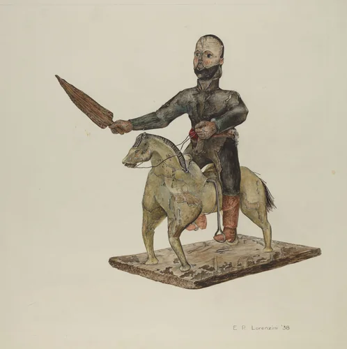 Santo Bulto (Santiago or San Diego) by Eldora P. Lorenzini, index of american design, 1938