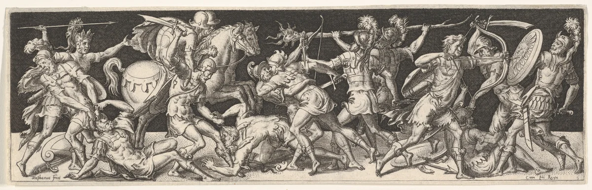 Plate from "Battles and Victories" (Combats et Triomphes) by Etienne Delaune, print, 1540-1583