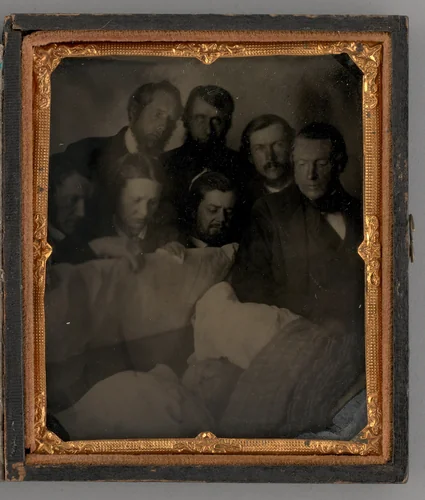Untitled (People Standing Around a Open Casket) by Unknown maker, other, 1870