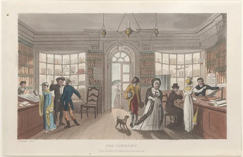The Library by Thomas Rowlandson, print, 1813