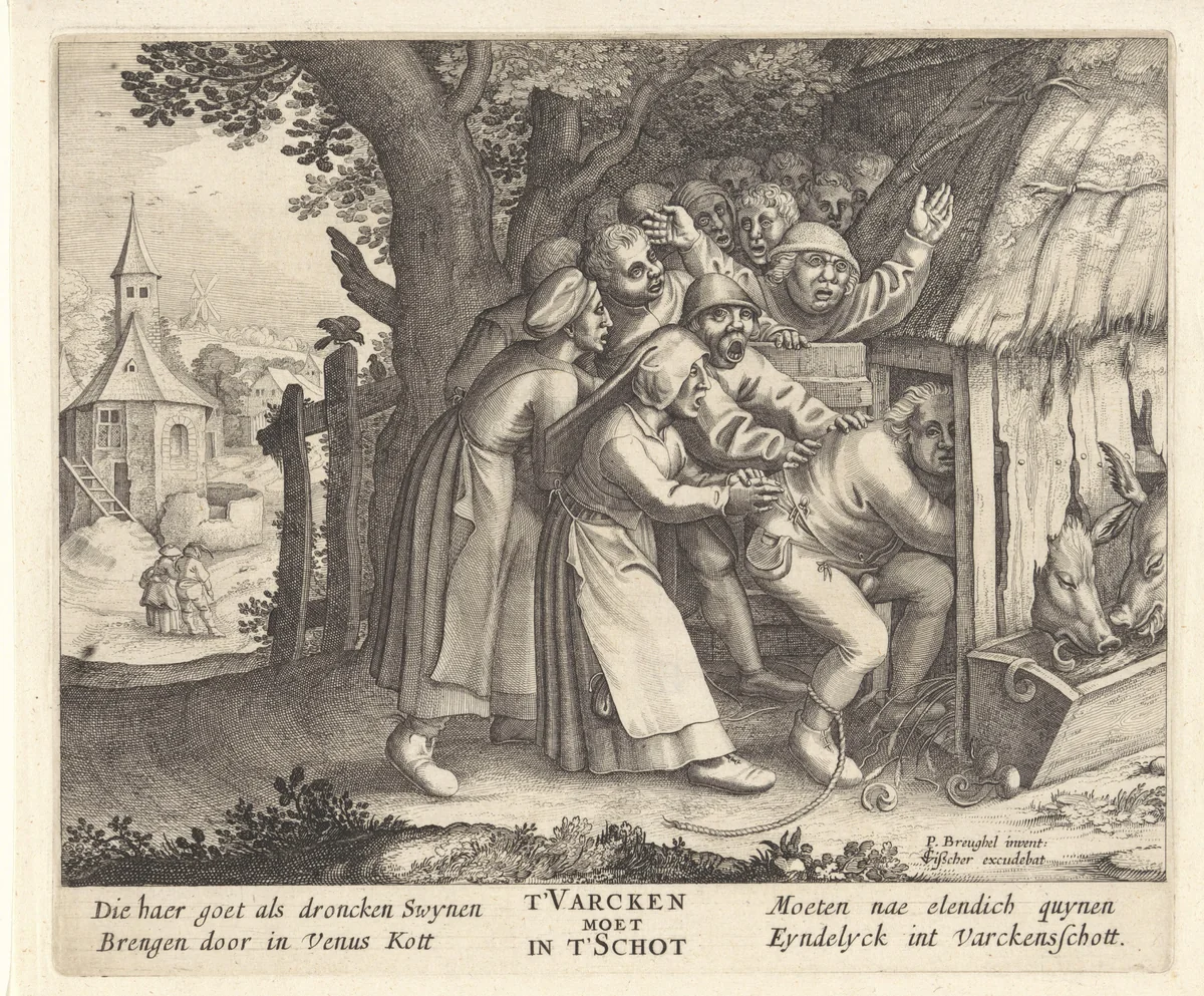 Het varken moet in zijn kot by anonymous, print, 1612-1652
