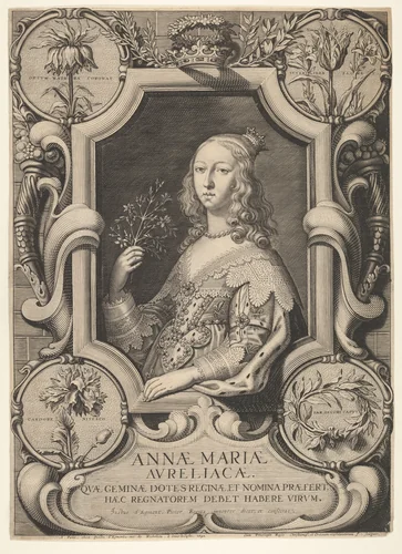Portrait of Anne Marie Louise d'Orléans by Jeremias Falck, print, 1642