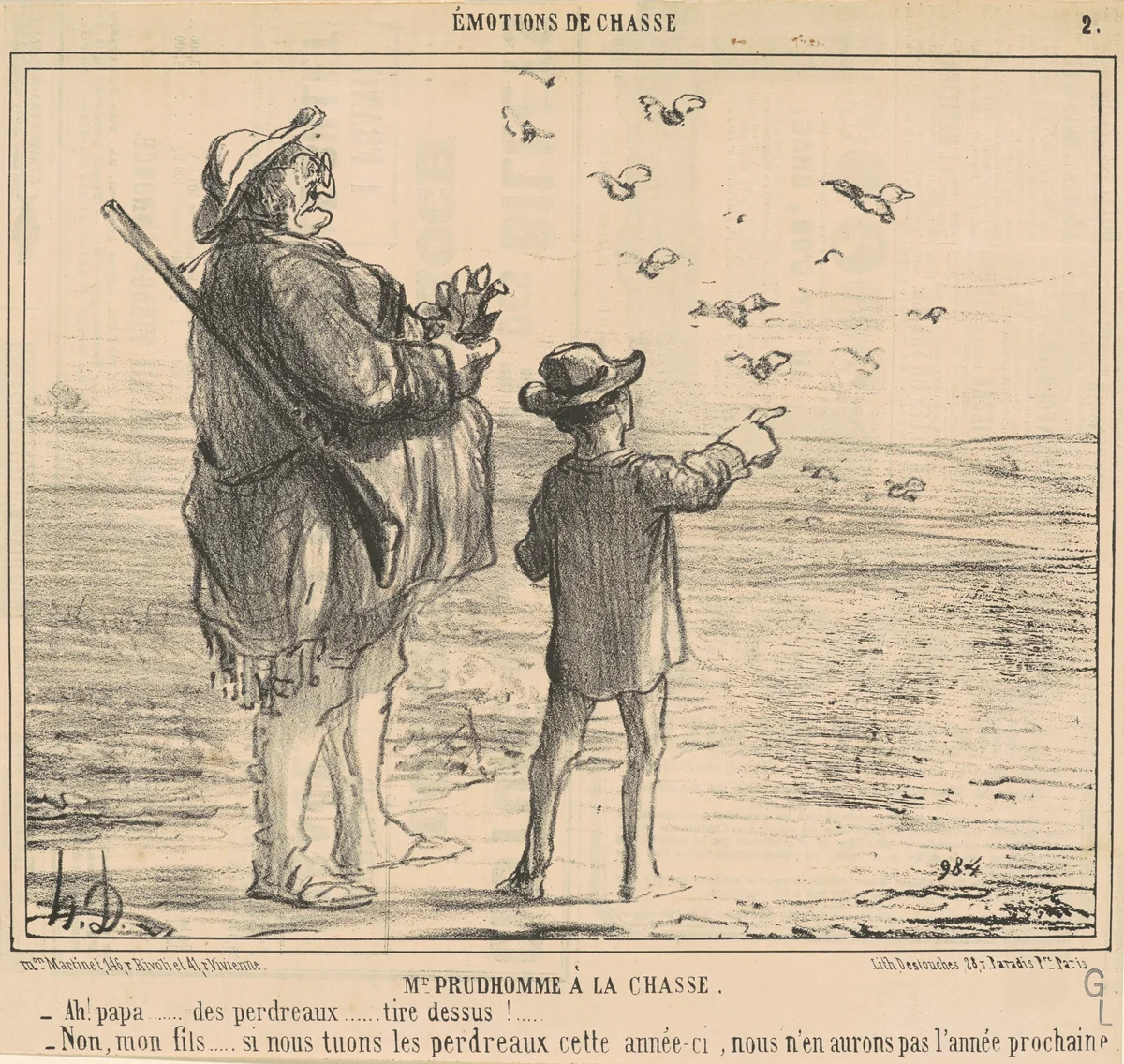 Mr 'Prudhomme a la chasse by Honoré Daumier, print, 1856
