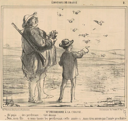 Mr 'Prudhomme a la chasse by Honoré Daumier, print, 1856