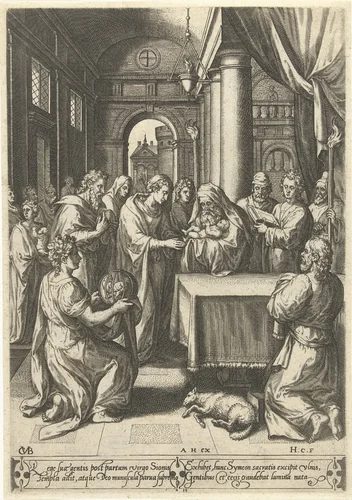 Presentatie van Christus in de tempel by Unknown, print, 1576