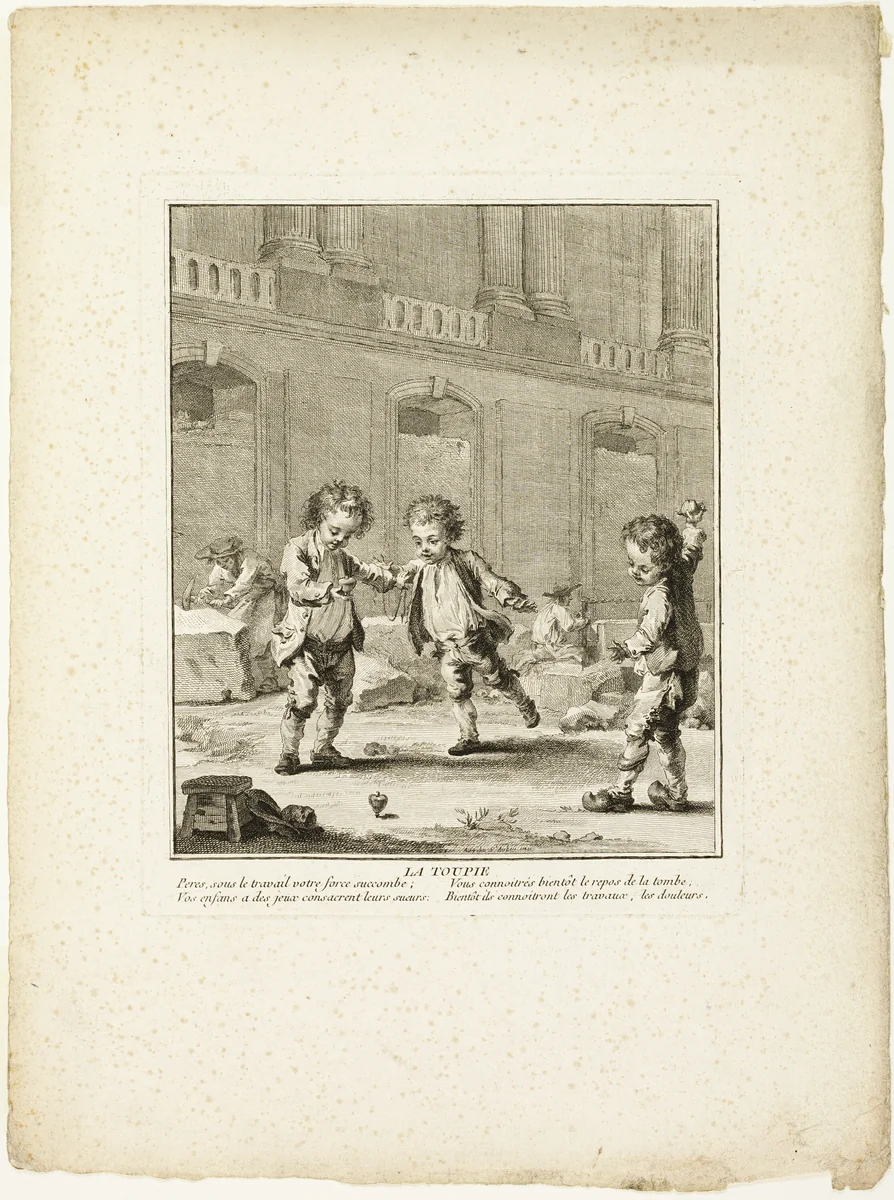 The Top, from The Games of the Urchins of Paris by Jean-Baptiste Tilliard, print, 1770