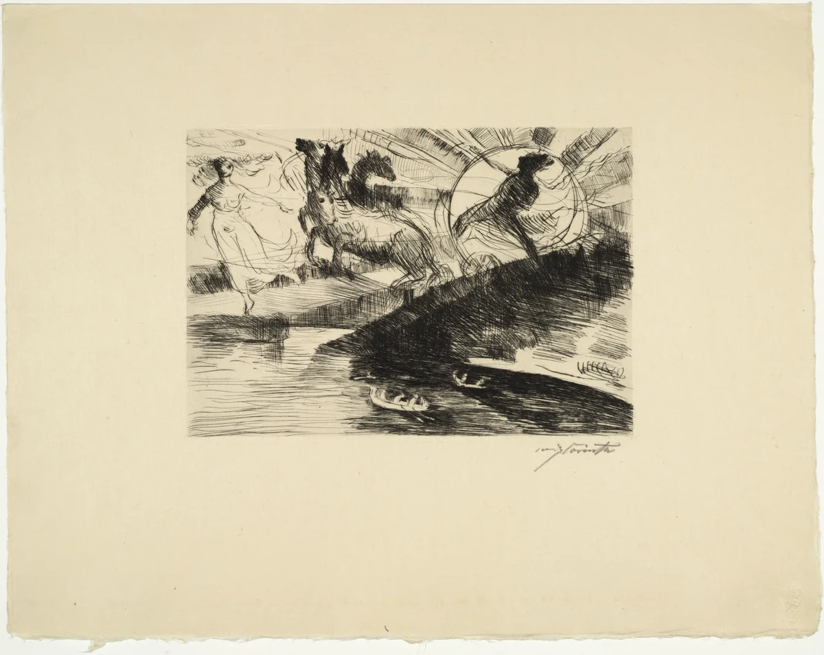 Apollo and the Rosy-Fingered Eos (Apollo und die Rosenfingerige Eos) from Classical Legends (Antike Legenden) by Lovis Corinth, print, 1919