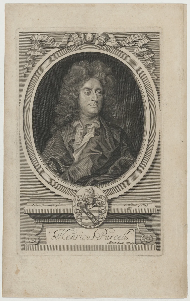 Henry Purcell, Musical Composer by Robert White, print, 1698