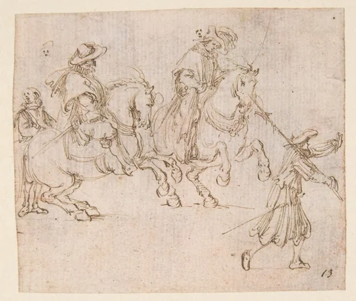 Horsemen and Soldiers by Stefano della Bella, drawing, 1610-1664