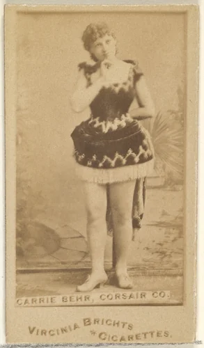 Carrie Behr, Corsair Co., from the Actors and Actresses series (N45, Type 1) for Virginia Brights Cigarettes by Allen & Ginter, photograph, 1885-1891