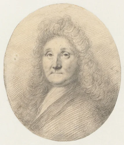 Zelfportret van Ludolf Bakhuysen by Ludolf Bakhuysen, drawing, 1690-1708