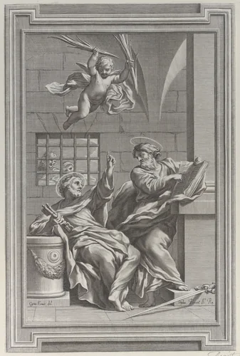 Saints Peter and Paul in prison by Etienne Picart, print, 1660-1721