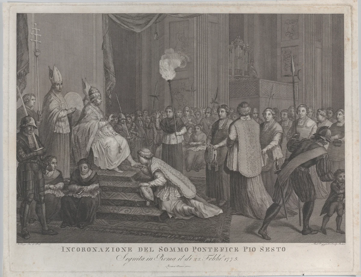 Coronation of Pope Pius VI by Antonio Poggioli, print, 1801