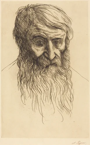 Head of a Philosopher (Tete de philosophe) by Alphonse Legros, print, 1837-1911