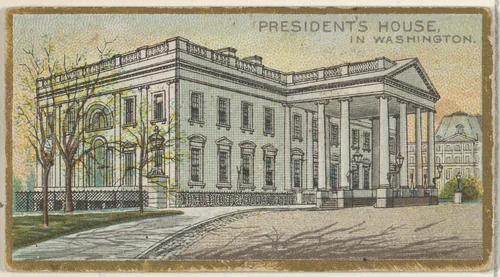 President's House in Washington, from the General Government and State Capitol Buildings series (N14) for Allen & Ginter Cigarettes Brands by Allen & Ginter, print, 1889