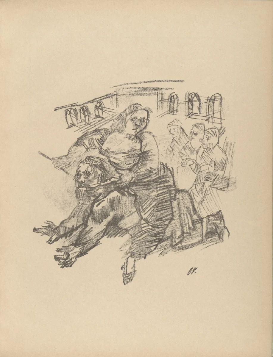 Aristoteles and Phyllis (plate, folio 5) from Die Chinesische Mauer (The Great Wall of China) by Oskar Kokoschka, illustrated book, 1914