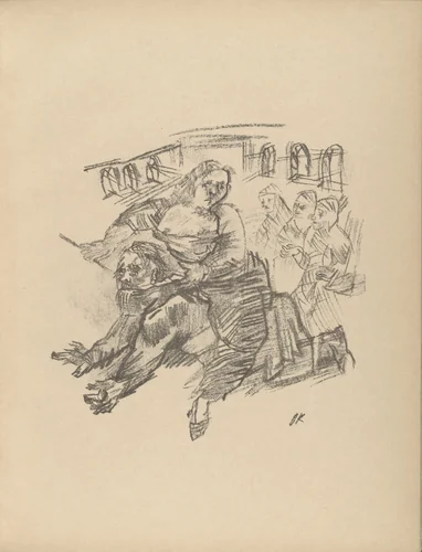 Aristoteles and Phyllis (plate, folio 5) from Die Chinesische Mauer (The Great Wall of China) by Oskar Kokoschka, illustrated book, 1914