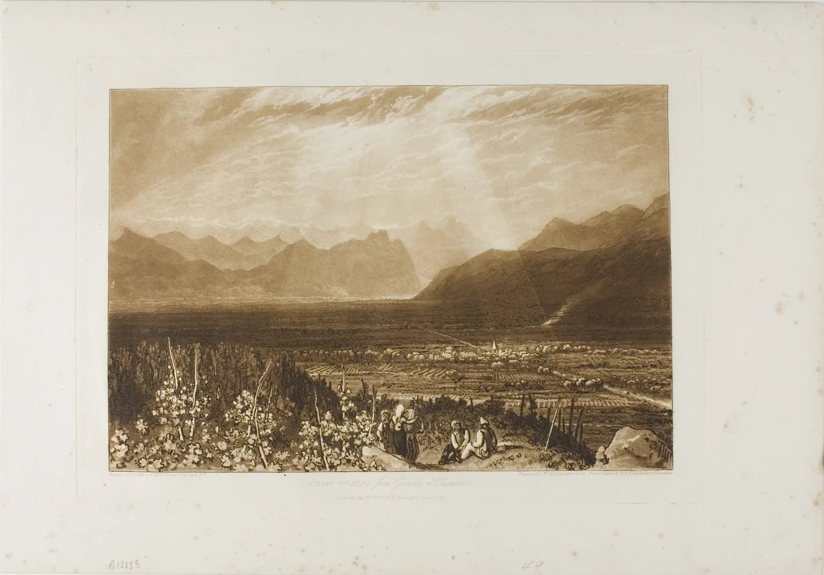 Chain of Alps from Grenoble to Chamberi, plate 40 from Liber Studiorum by Joseph Mallord William Turner, print, 1812