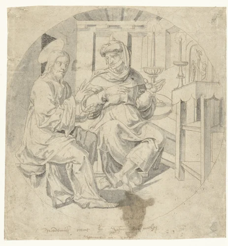 Nicodemus bezoekt Christus by Monogrammist CM, drawing, 1800-1900