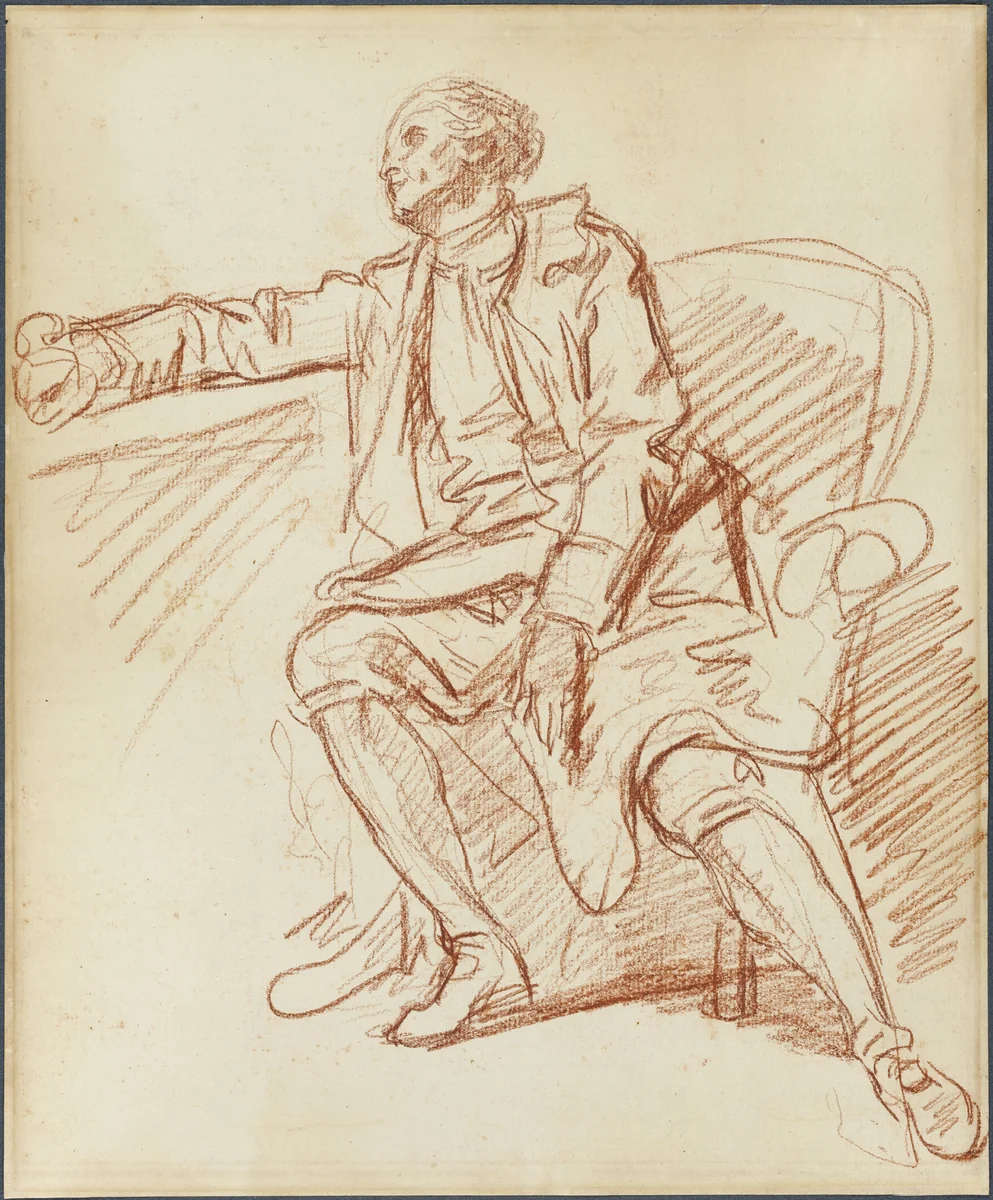 Seated Gentleman by Jean-Baptiste Greuze, drawing, 1764-1774