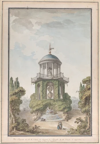 Design for the Temple of Apollo in the Gardens of the Chateau d'Enghien, Belgium by Charles de Wailly, drawing, 1780