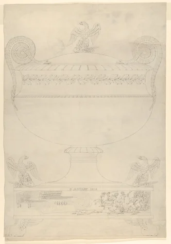 Design for a covered vase by Thomas Fletcher, drawing, 1810-1822