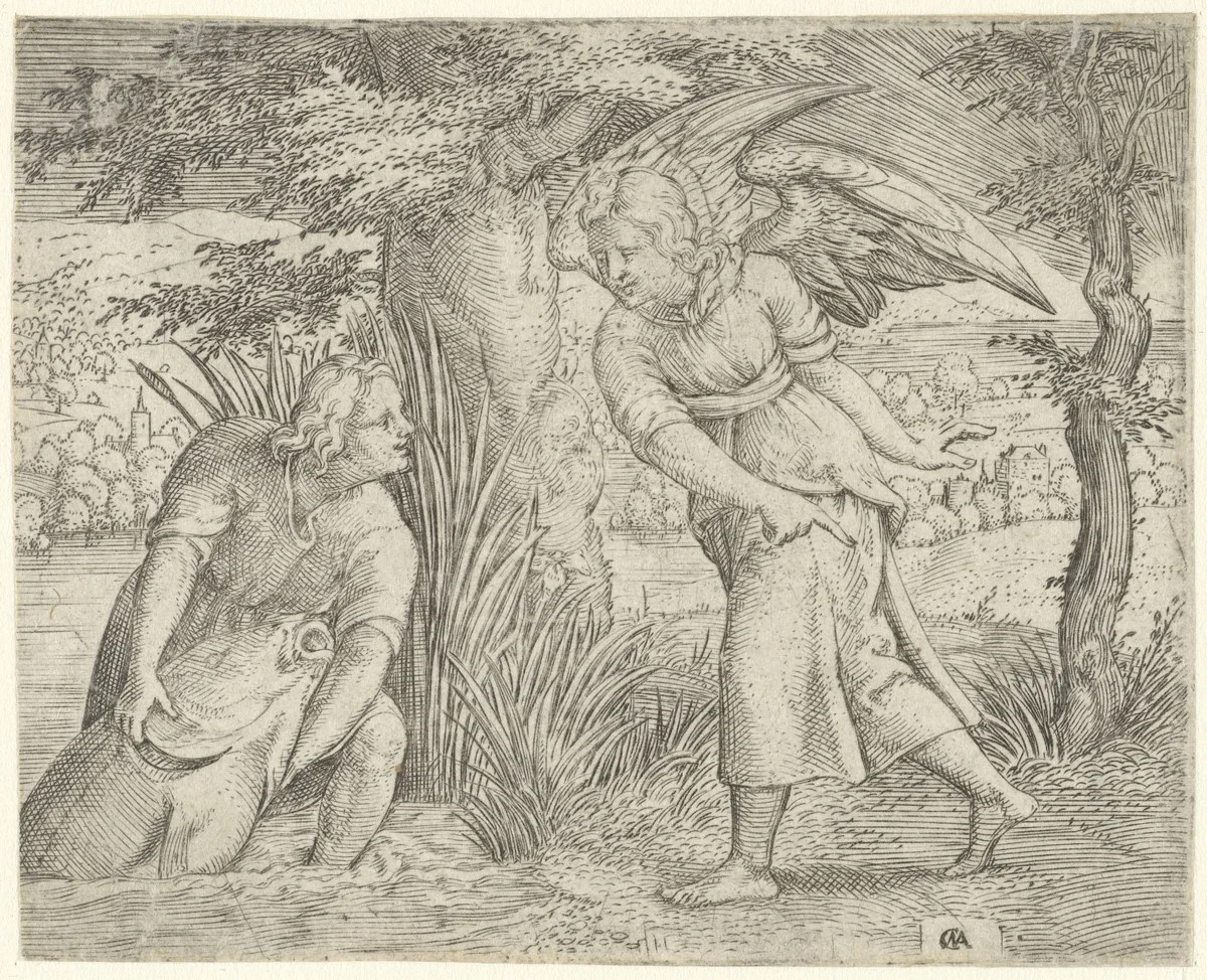 Tobias en de vis by Unknown, print, 1544-1556