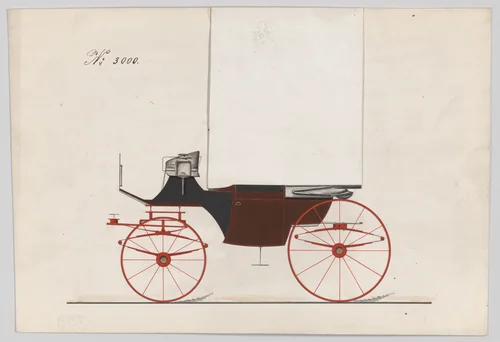 Design for Landaulet, no. 3000 by Brewster & Co., drawing, 1874