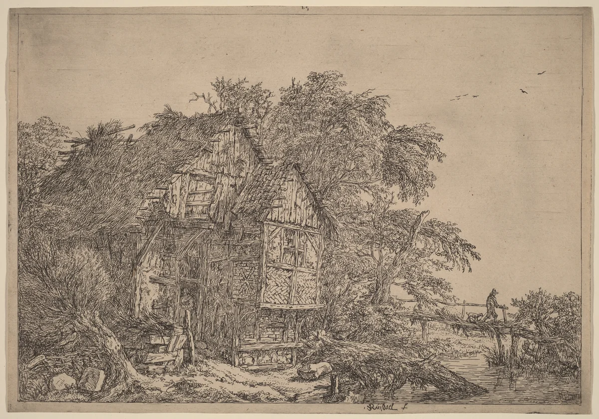 The Little Bridge by Jacob van Ruisdael, print, 1628-1682