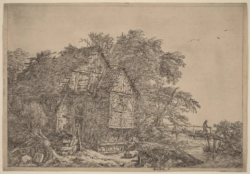 The Little Bridge by Jacob van Ruisdael, print, 1628-1682