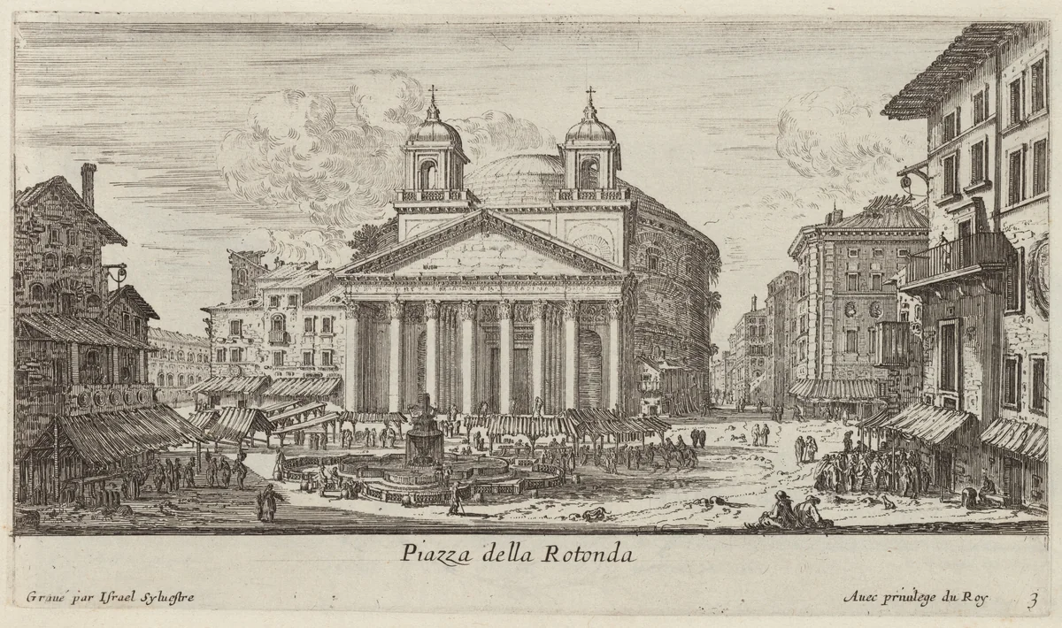 Piazza della Rotonda by Israël Silvestre, print, 1640-1660