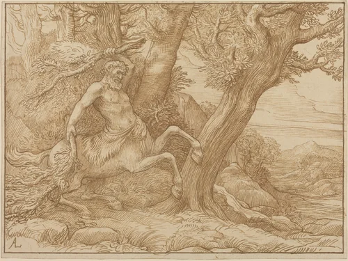 Centaur with Branches by Alphonse Legros, drawing, 1837-1911