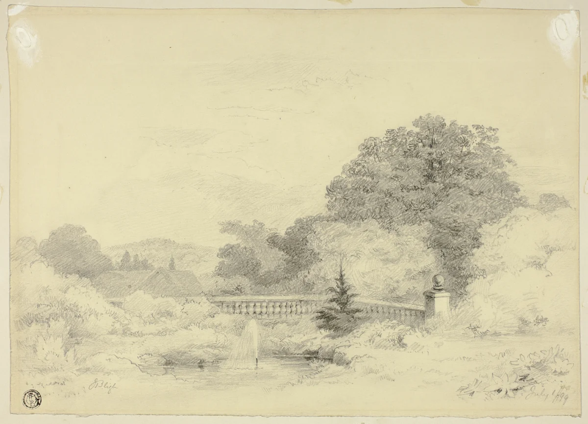 Balustrade and Fountain, Saint Anne's Heath by Jabez Bligh, drawing, 1860-1890