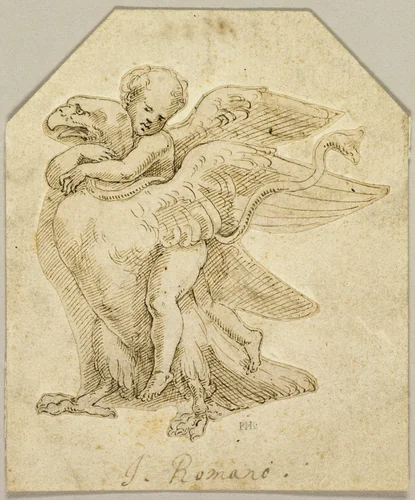 Cupid Astride an Eagle by Giulio Romano, drawing, 1519-1546
