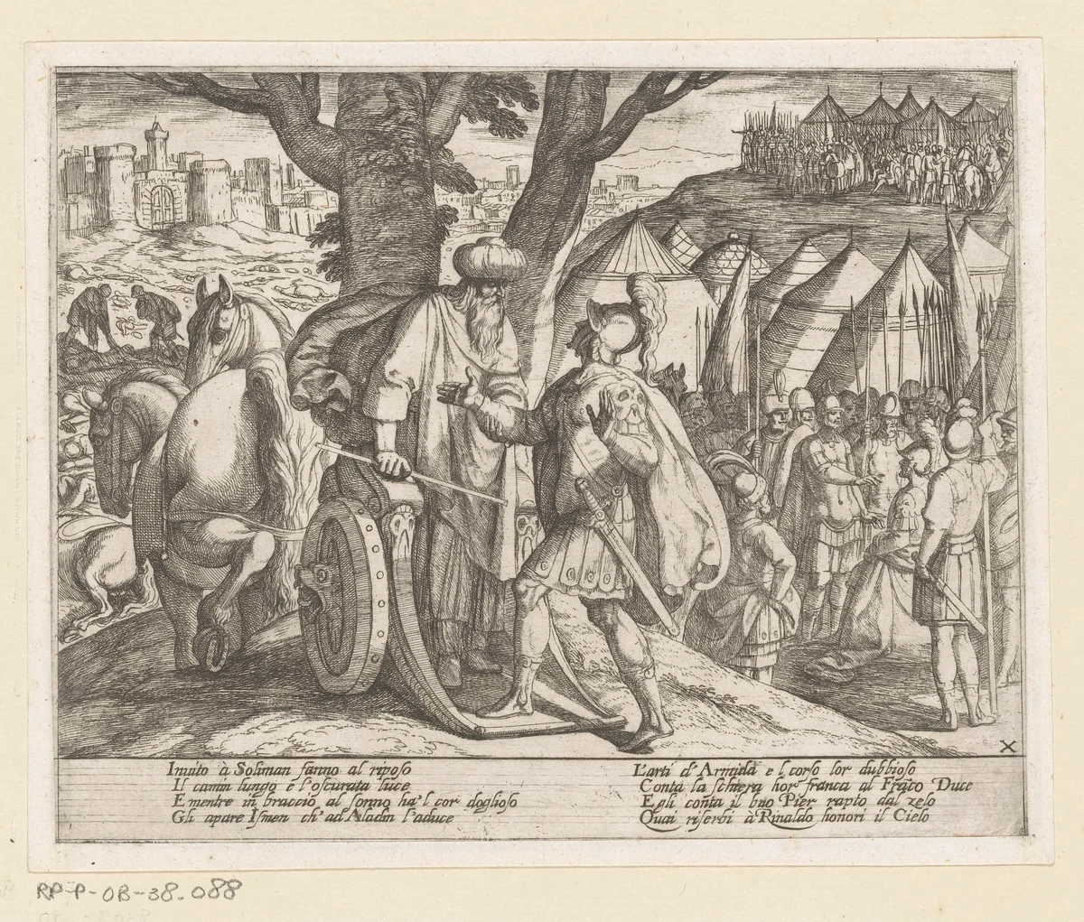 Illustratie bij Canto X van Tasso's 'Gerusalemme Liberata' by Antonio Tempesta, print, 1565-1630