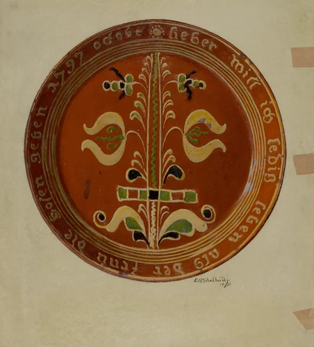 Pennsylvania German Plate by Eugene Shellady, index of american design, 1938