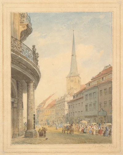 View of Berlin with the Ephraim Palais at Left by Eduard Gaertner, drawing, 1847