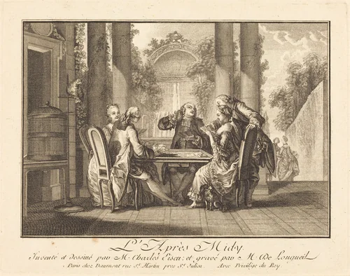 L'apres-midi by Joseph de Longueil; Charles Eisen, print, 1730-1792