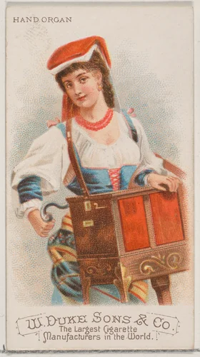 Hand Organ, from the Musical Instruments series (N82) for Duke brand cigarettes by W. Duke, Sons & Co., print, 1888