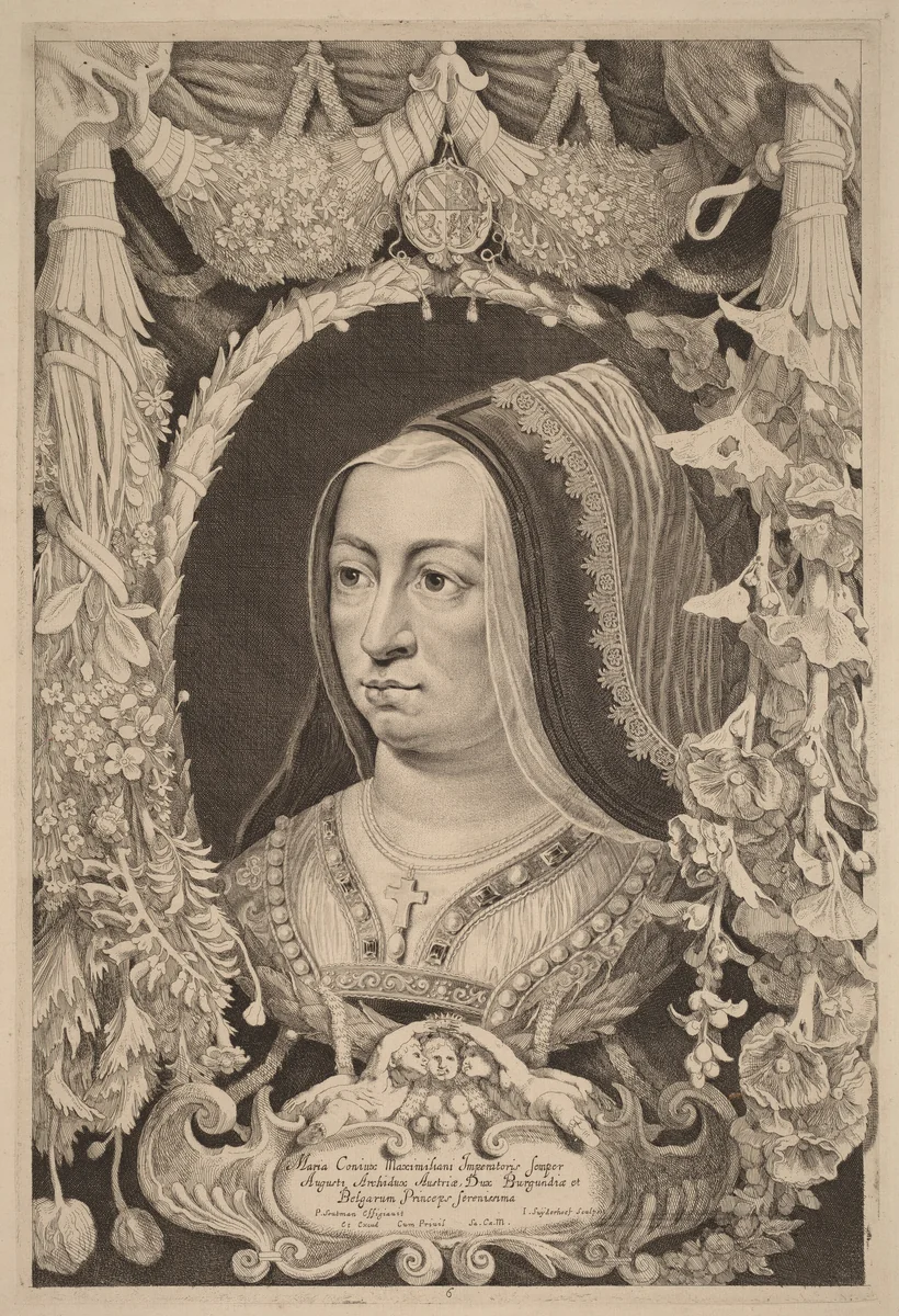 Maria of Burgundy, Empress and Wife of Maximilian I by Jonas Suyderhoff; Pieter Claesz Soutman, print, 1613-1686