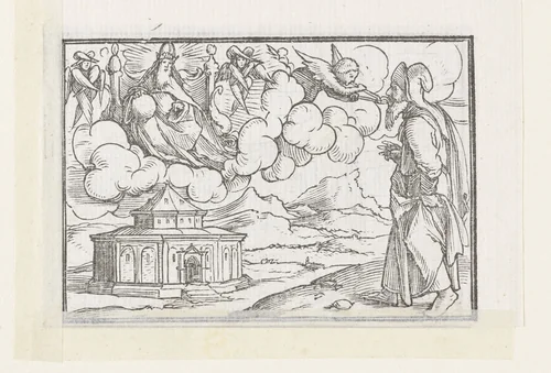 Lippen van Jesaja met gloeiende kool gereinigd by Hans Holbein, print, 1538