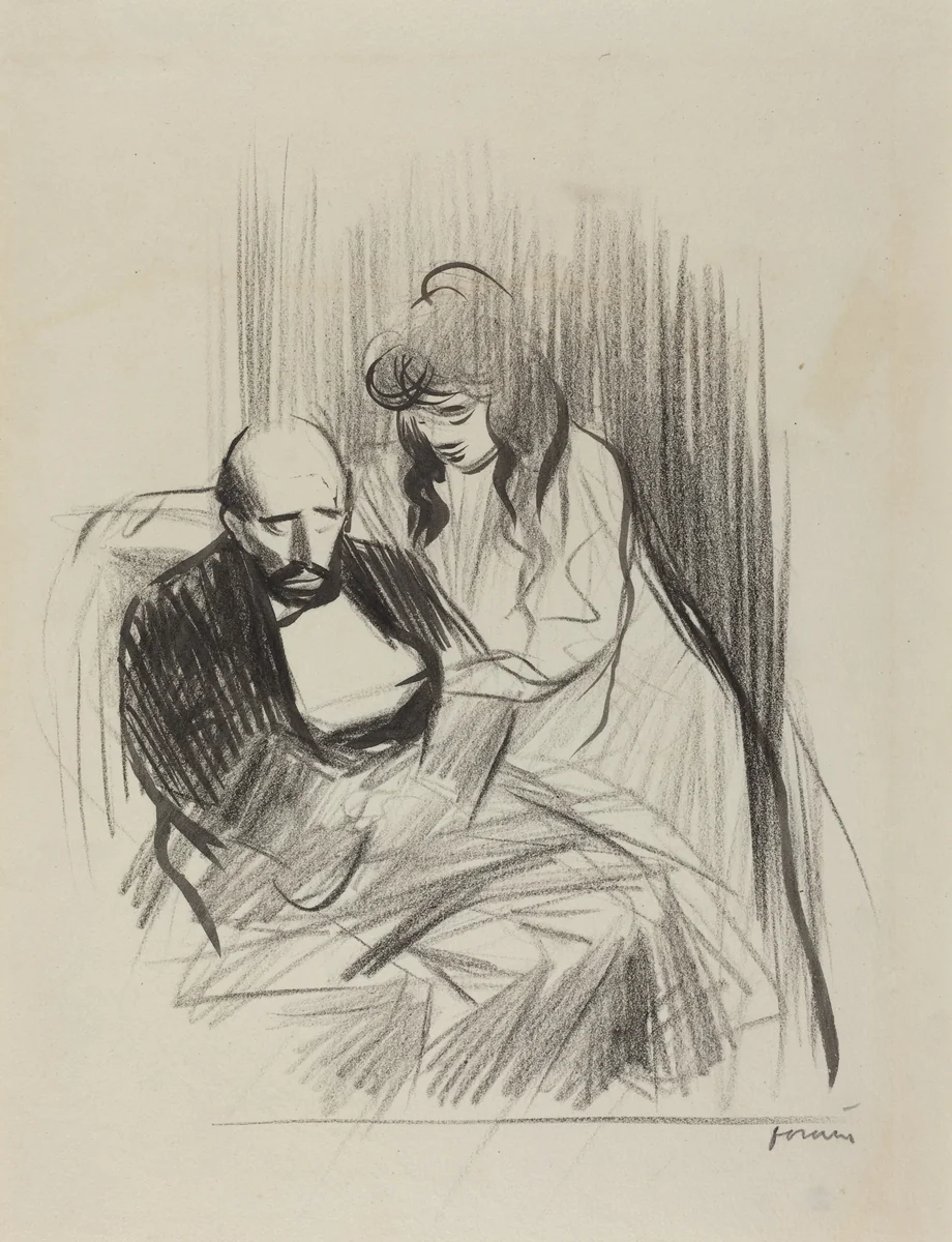 Consolation by Jean-Louis Forain, drawing, 1852-1931