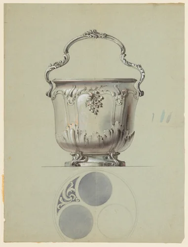 Design for a Silver Vessel (Wine Cooler?) by anonymous, drawing, 1800-1900