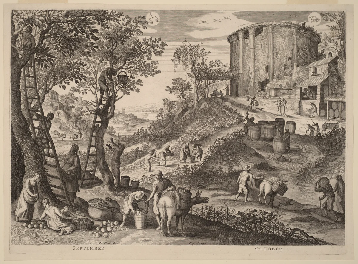 September and October by Aegidius Sadeler II
Paul Bril, print, 1615