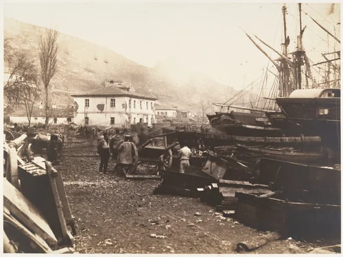 Landing Place, Ordnance Wharf, Balaklava by Roger Fenton, photograph, 1855
