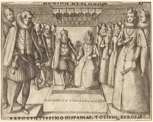 Meeting of Margaret of Austria and Philip III [recto] by Jacques Callot, print, 1612