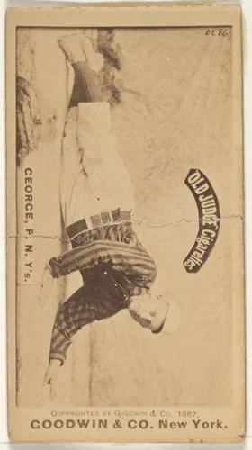 Bill George, Pitcher, New York, from the Old Judge series (N172) for Old Judge Cigarettes by Goodwin & Company, photograph, 1887