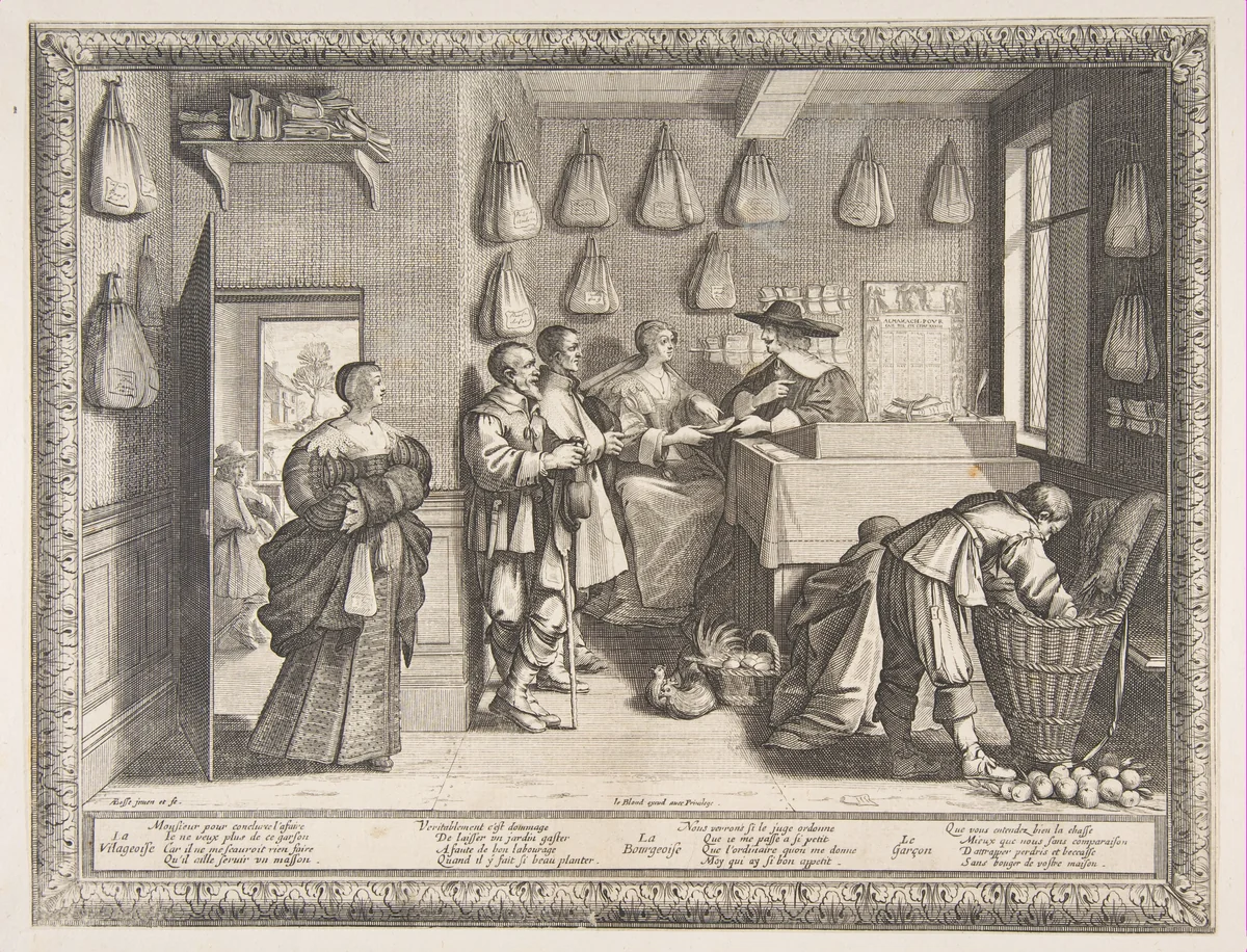 Employment Bureau by Abraham Bosse, print, 1628-1638