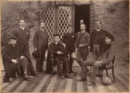 Principal and Teachers of Bishop Cotton School, Shimla (recto) by Raja Deen Dayal, photograph, 1877-1892