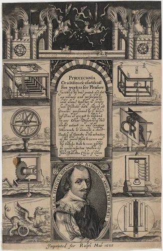 John Babington, Pyrotechnia by John Droeshout, print, 1635